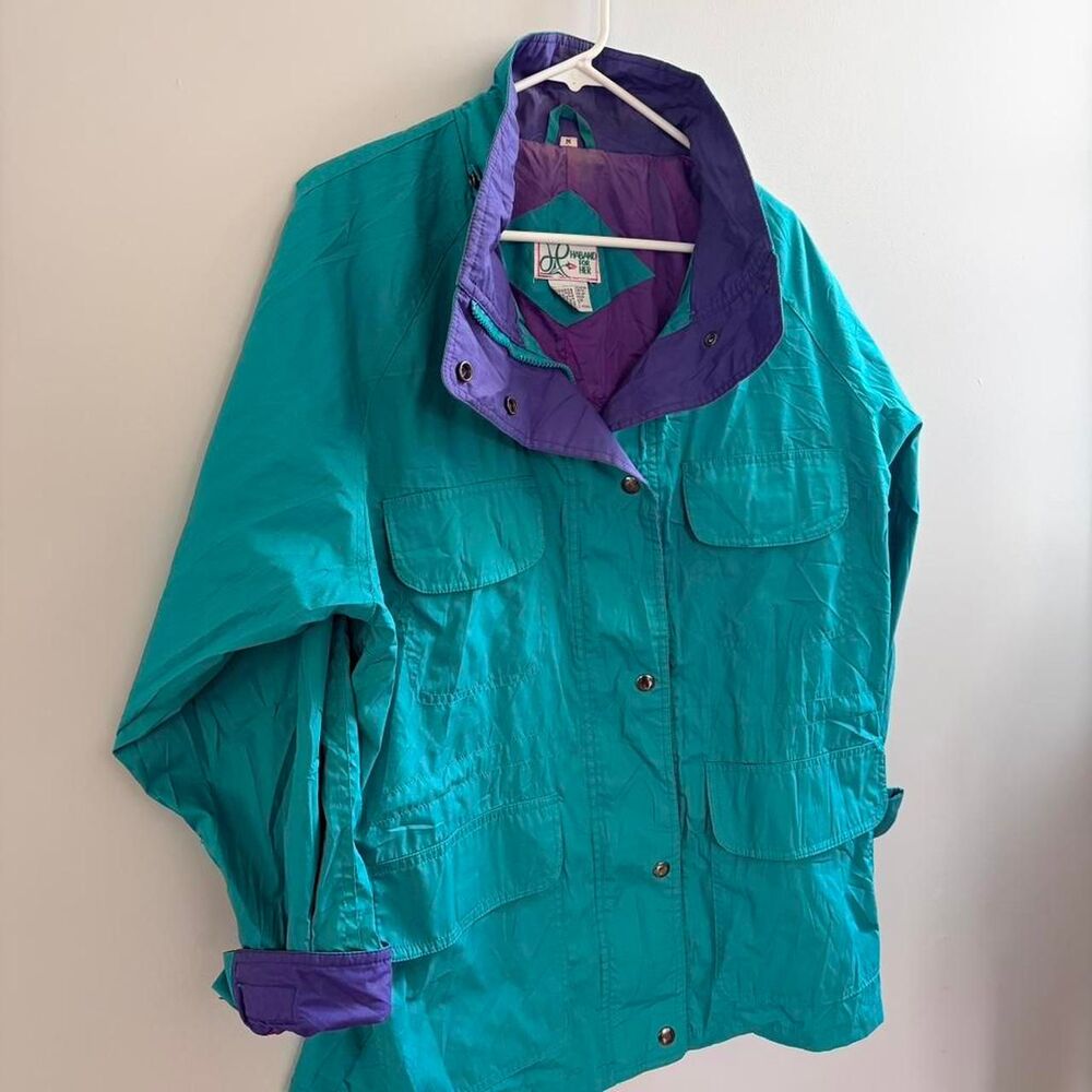 Vintage Teal & Purple Colorblock Windbreaker Jacket 80s 90s Retro, streetwear